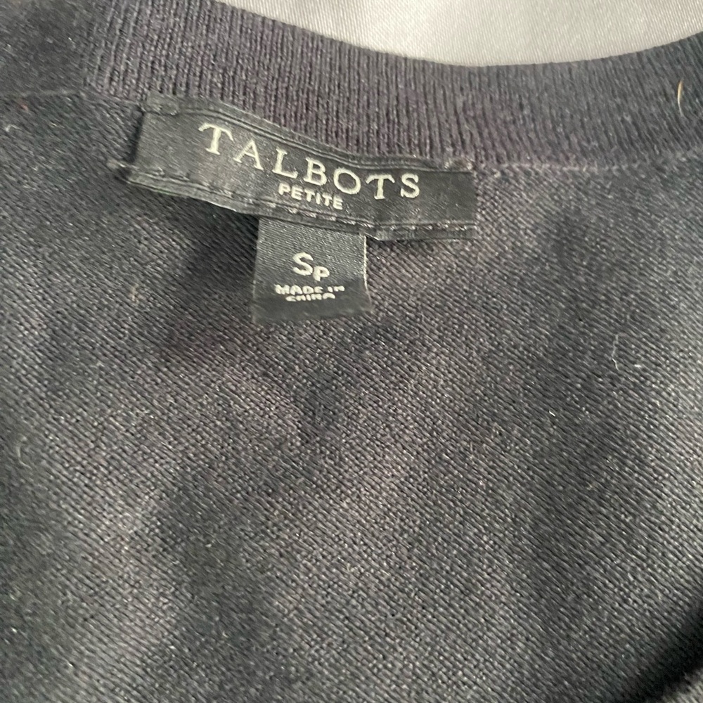 Talbots Basic Black Button-Up Cardigan Small Peti… - image 3